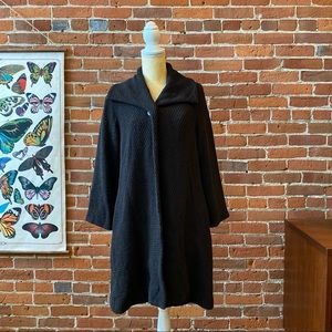 Eileen Fisher Brown Waffle Knit Sweater Jacket, Size Medium, Long Cardigan